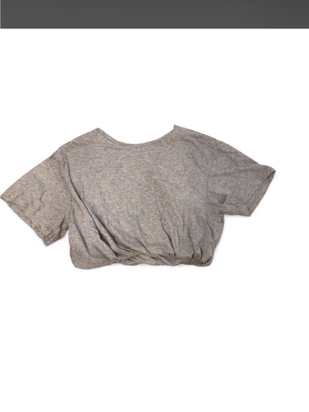 Cropped Gray Short Sleeve Tee with Elastic Hem bubble hem